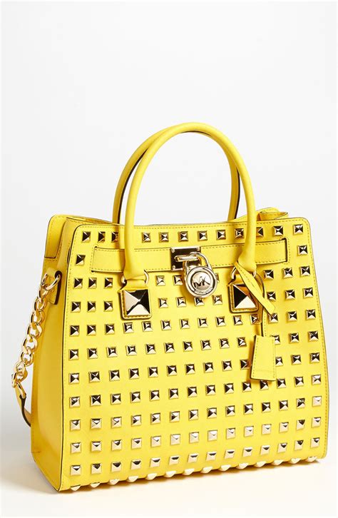 michael kors soft leather handbag|michael kors hamilton studded tote.